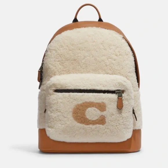 Coach West Backpack-Shearling. New with tags. NEW COACH Signature Shearling Charter Backpack, Pouch, SET  main image 2